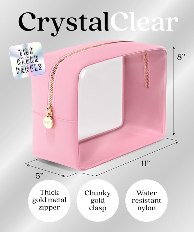 Clear Makeup Bag Zipper Pouch, Transparent Cosmetic Case Organizer, TSA - Image 2