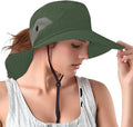 Rosoz Ponytail Sun Bucket Hats for Women UV Protection Foldable Mesh Wide Brim by Rosoz