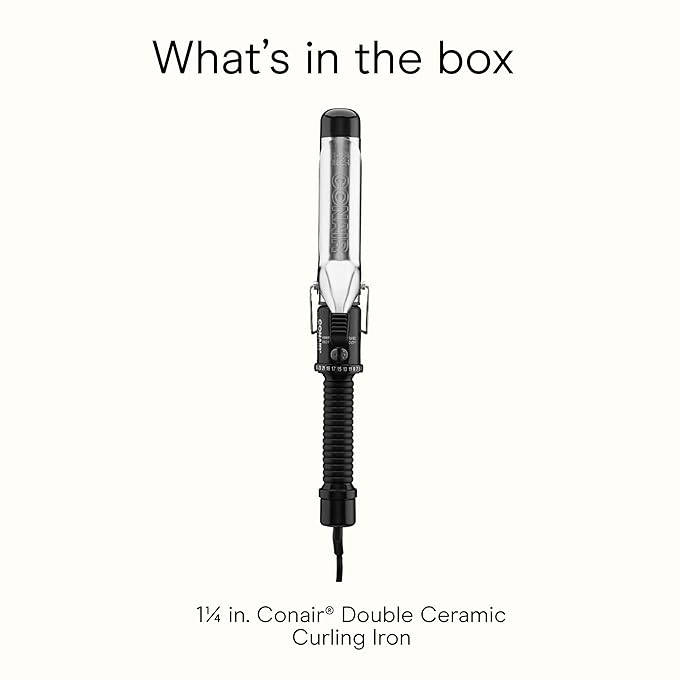 Conair Instant Heat 1¼-Inch Curling Iron, 1¼-Inch Barrel Produces Loose Curls, Hair Curler for Medium and Long Hair, 25 Heat Settings, Black