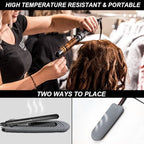 Heat Insulating Silicone Mat Pouch for Hair Straightener, Anti-Slip Travel Pad Cover for Curling & Flat Iron, Portable Styling Heat Mat Holder for Curler Wand and Hot Waver (Grey)
