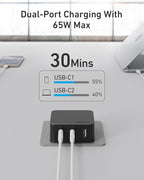 Nekmit 67W Flat USB C Charger Block, 3-Port GaN Fast Wall Charger, USB C Wall - Image 3