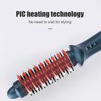 Ejoyous 2 in 1 Curling Brush, Dual Purpose Curling Brush, Anti Scalding Design, Green, Small