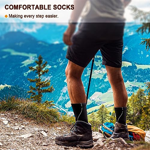 Men 6 Pack Athletic Compression Crew Socks for Running Gym Sports (7-8 / Black 3712)