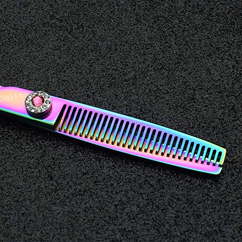 Professional 6.0 Inch Rainbow color Dragon Handle 440C Salon Hair Cutting Shear Thinning scissors (scissors set)