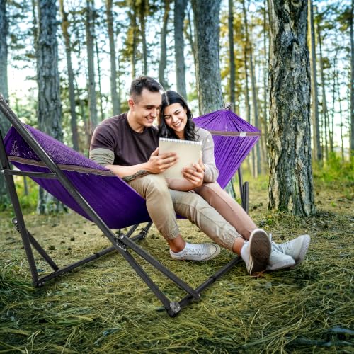 Universal Double Hammock with Stand Included (1. Purple)