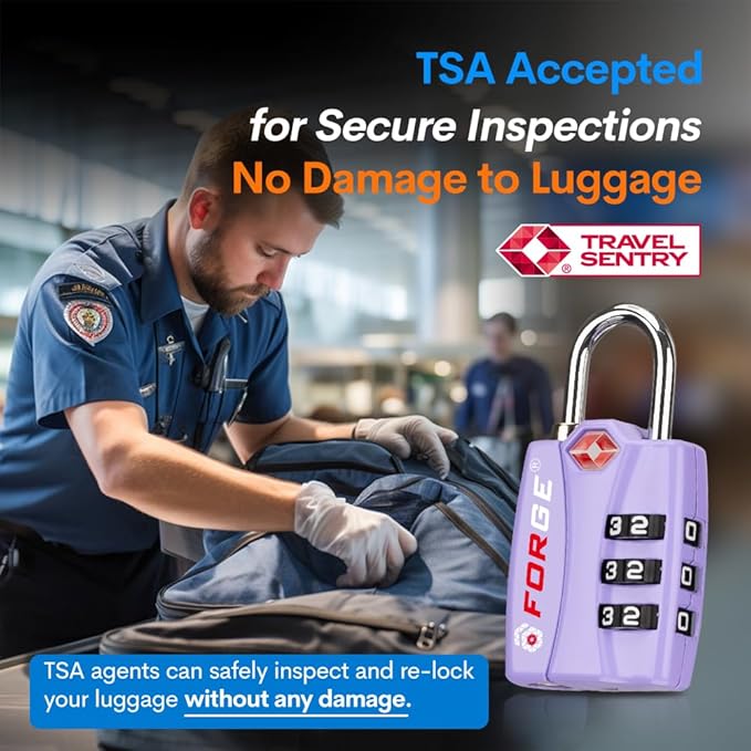 Forge Luggage Locks TSA Approved 4 Pack Purple, Small Combination Lock - Image 2