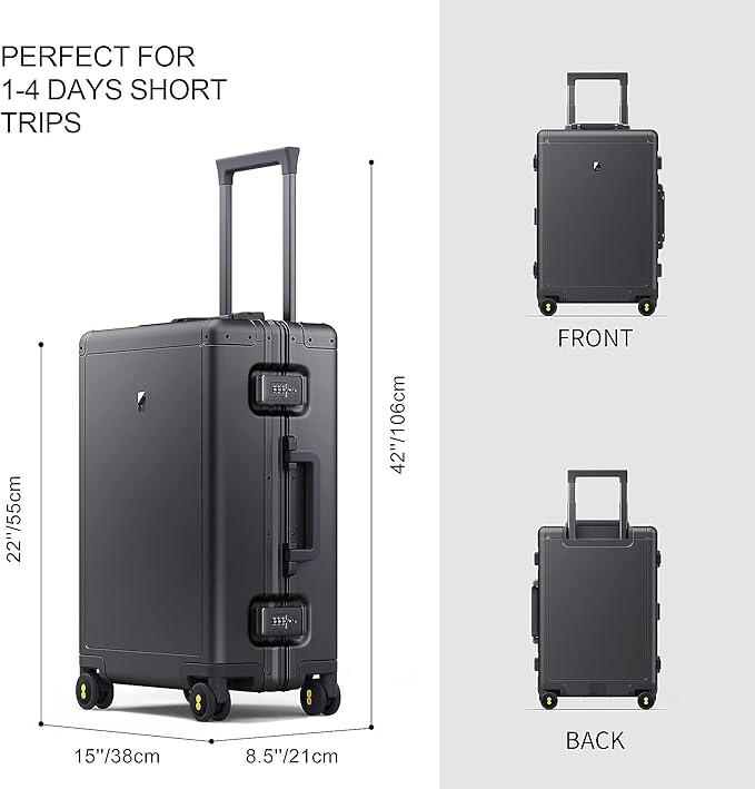 LEVEL8 Gibraltar Aluminum Zipperless Luggage 20 Inch, Hardside Carry on - Image 9