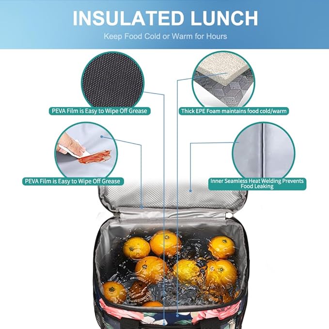 iknoe Large Foldable Cooler Bag, 8.5L Insulated Lunch Bag, Leakproof Lunch - Image 6