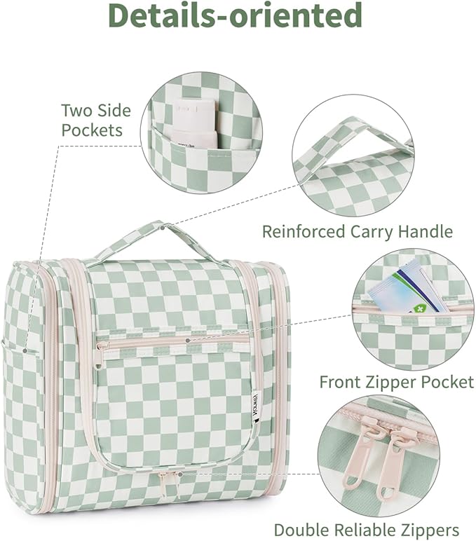 Narwey Checked Hanging Travel Toiletry Bag - Image 6