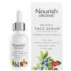Nourish Organic Face Serum, Bilberry & Arctic Berries – Age Defense Formula with Vitamin C and Vitamin A, 0.7 Oz + Washable Cotton Round