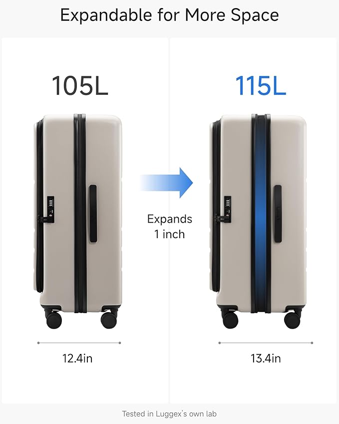 LUGGEX Checked Suitcase with Spinner Wheels, FLO5 Expandable Polycarbonate Hard - Image 3