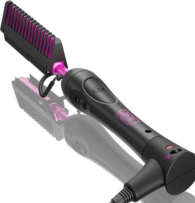 DAN Technology Electric hot Comb, Ceramic hot Comb, 500F, Temperature Adjustable, 60 min Shut Off, for Wigs, Electric straightening Comb for Black Hair