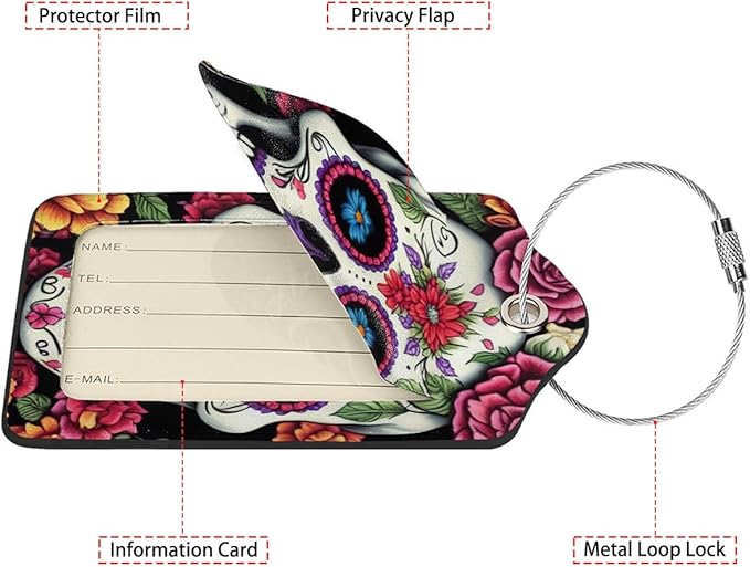 Skull Flower Diamond Art Luggage Tags - Image 2