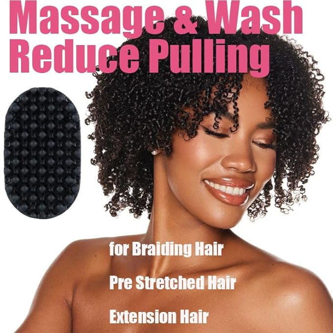 Curl Hair Silicone Brush, Melous 2024 Massage & Wash Curl Hair Brush Comb for Braiding Hair Pre Stretched Hair Extension Hair Reduce Pulling, Black
