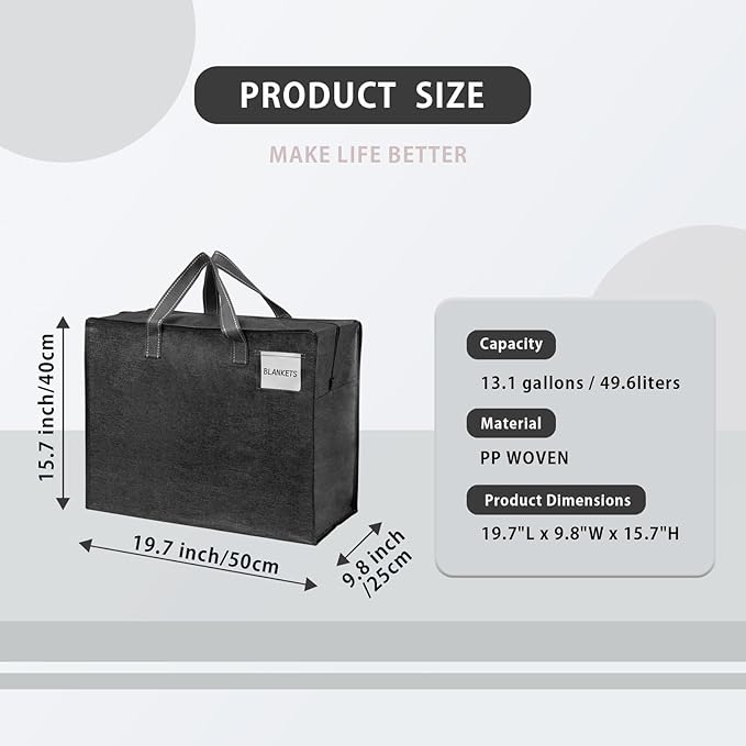 VENO 4 Pack Heavy Duty Moving Bags, Storage Bags, Packing Supplies, Top Zipper - Image 3