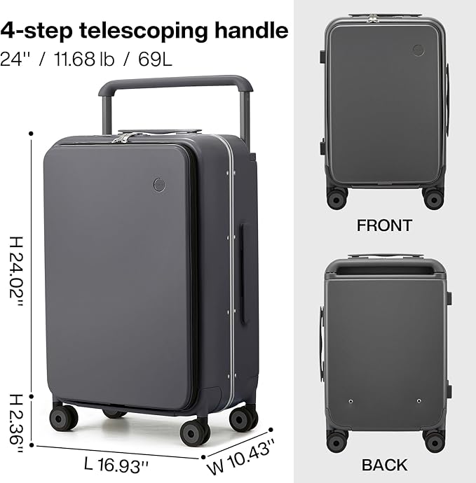 mixi Checked Luggage Wide Handle Luxury Design Rolling Travel Suitcase PC - Image 6