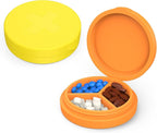 2 Pack Small Pill Box, 3 Compartment Round Silicone Travel Pill Box by Unknown