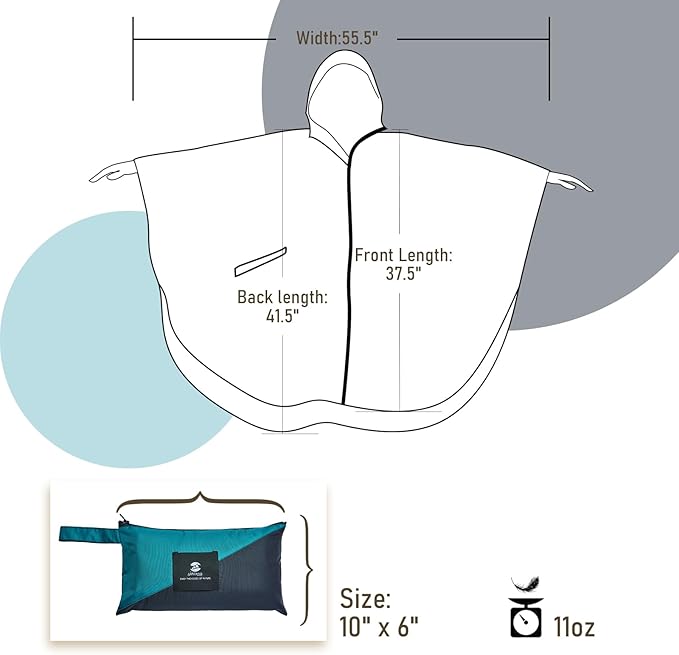SaphiRose Rain Poncho Jacket Coat Hooded - Image 7