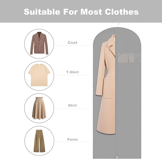 Dress Bags for Gowns Long, Suit Bag Cover for Storage and Travel, 2 Pack - Image 3
