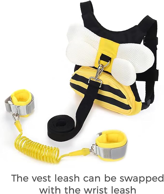 PandaEar 3 in 1 Toddler Harness Leashes + Anti Lost Wrist Link, Kids Bee Safety - Image 2