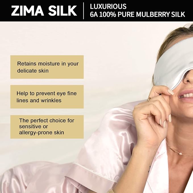 ZIMASILK Adjustable 22 Momme 100% Mulberry Silk Sleep Mask, 3D Contoured Cup - Image 4