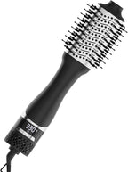 Hair Dryer Brush with Display Screen, Blow Dryer Brush for Women Fast Drying & Styling | Oval Ceramic Barrel, Negative Ion Technology, 3 Heat & 3 Speed Settings, Cold Shot, ALCI Plug (Black & Silver)