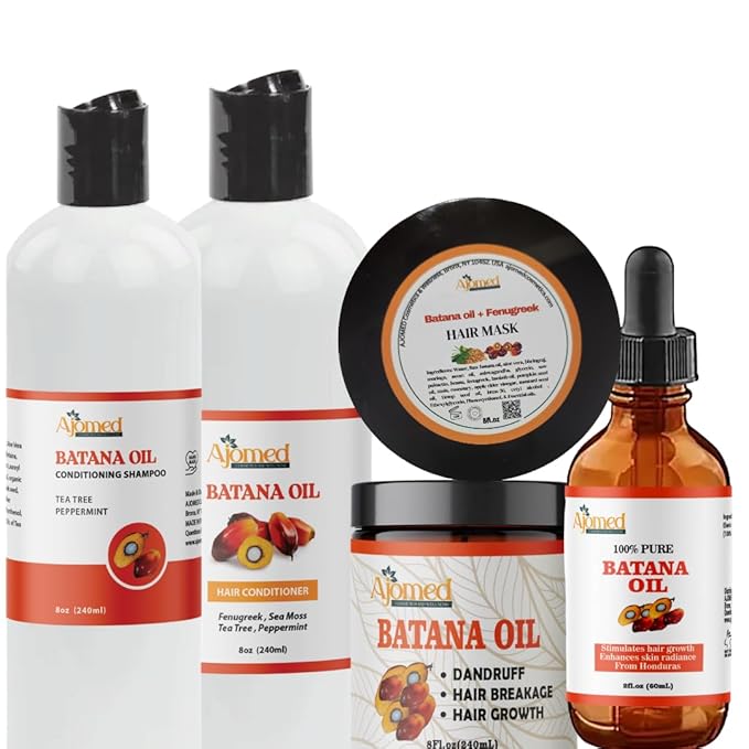 Batana oil & Sea Moss Hair shampoo and Conditioner Set- Handmade organic shampoo with castor oil, Aloe Vera, Fenugreek, rosemary, tea tree-Vegan - natural, non toxic, paraben, Sulfate-Free shampoo