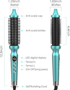 1 1/4 Inch Thermal Brush Negative Ion Heated Round Brush Dual Voltage 12 Temperature Settings Curling Hairbrush for Bangs Medium Shoulder Hair (1.25 Inch Barrel 1.85 Inch Bristles)