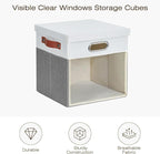Fabric Storage Cubes with Clear Windows and Lids, Decorative Storage Boxes - Image 3