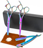 Professional Hair Cutting Scissors Sets Multifunctional Thinning Scissors Straight Shears Tools Stainless Steel Salon Barber Hairdressing Scissors for Men Women Home Use