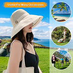 Women Mesh Crown Wide Brim Sun Hats Floppy Summer UV Protection UPF Hat for Beach Hiking Garden Travel Lawn Work Chin Strap (One Size / A1-m9163-beige)