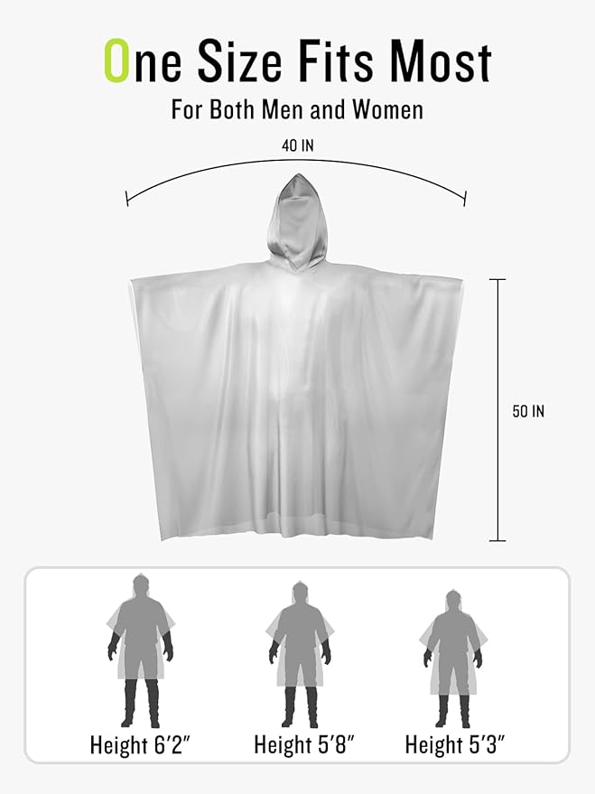 SaphiRose Disposable Rain Ponchos Emergency Clear Poncho - Image 6