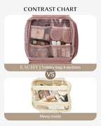 EACHY Hanging Toiletry Bag, Satin 4 Compartments Travel Toiletry Bags - Image 3