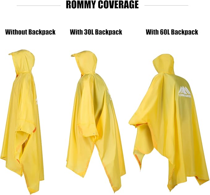 longsinger Rain Poncho for Adult, Waterproof Rain Poncho - Image 5