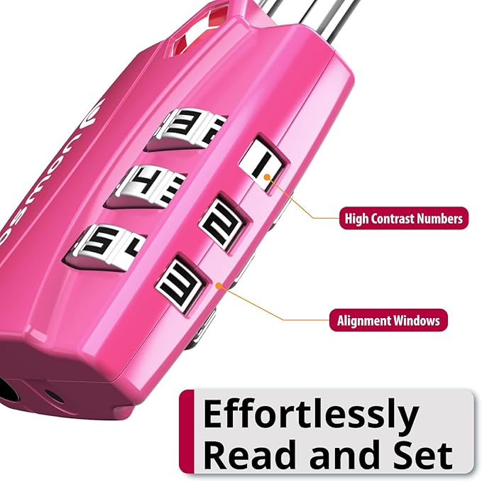 Fosmon TSA Approved Pink Locks for Luggage. Cute Locker Suitcase Lock - Image 5
