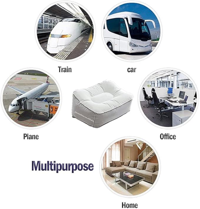 Inflatable Travel Foot Rest Pillow, Head Pad, Soft Flocking Pillow, Flights - Image 7