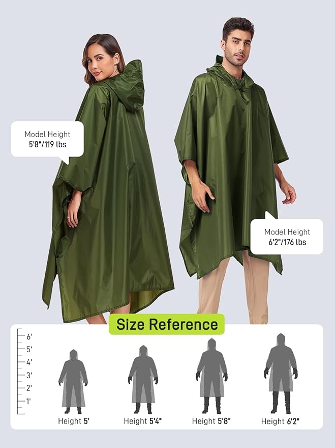SaphiRose Hooded Rain Poncho Waterproof Raincoat Jacket - Image 2