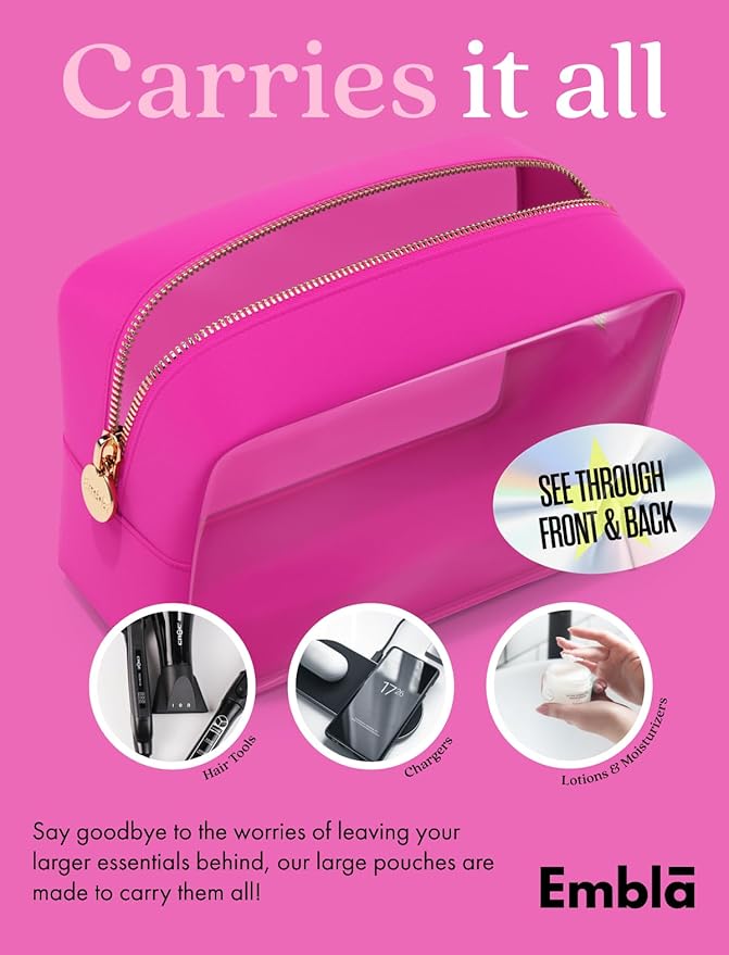 Clear Makeup Bag Zipper Pouch, Transparent Cosmetic Case Organizer, TSA - Image 4