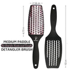 Curved Vented for Blow Drying - Boar Bristle Brush (Medium) with Comfortable Handle - Soft Bristle Brush for Thick and Fine Hair - Natural Boar Bristles for Women, Men & Kids - Rose Gold