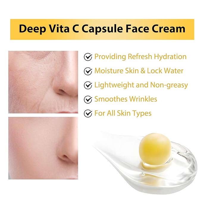 Deep Vitamin C Capsule Face Cream,Moisturizer Capsule Facial Cream,Hydrating Night Face Cream Skincare 4.9 OZ
