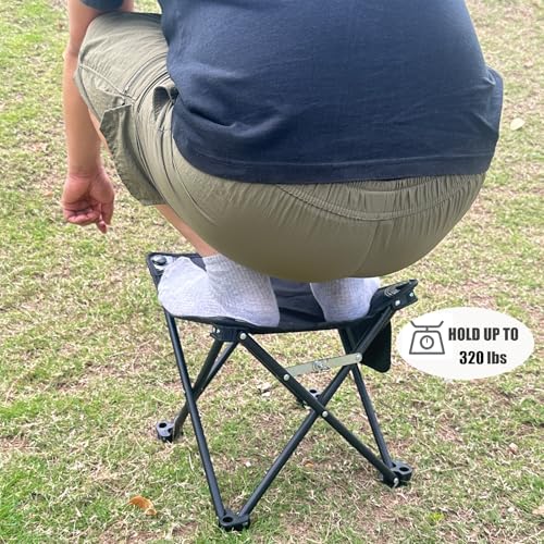 Camping Stool Upgrade Foot Stool for Camping Fishing Hiking Gardening and Beach (Black)