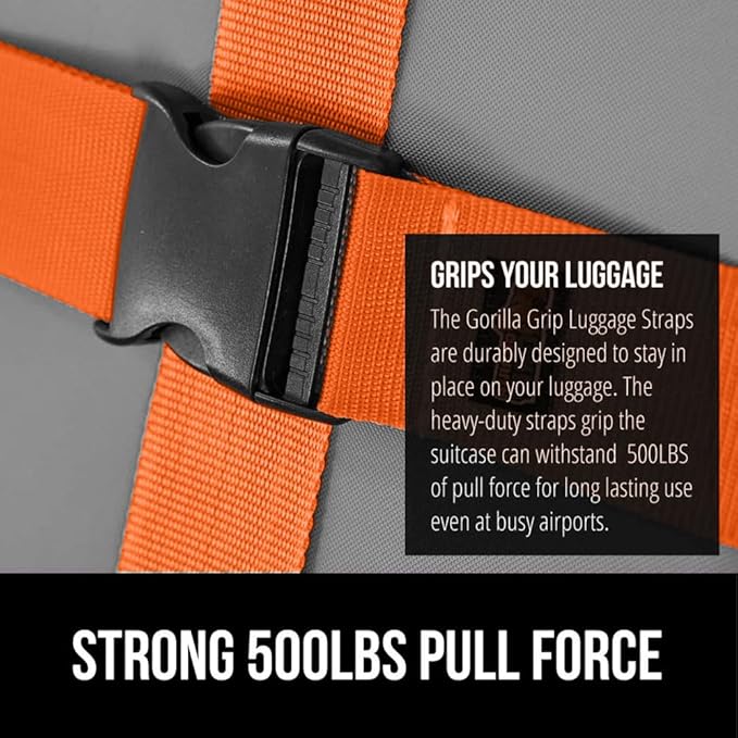 GORILLA GRIP Heavy Duty 8 Pack Adjustable Luggage Straps - Image 3