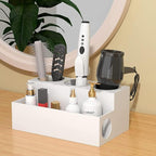 OnDisplay Fallon Deluxe Acrylic Hair Tool and Accessory Organization Station - Holds Hair Dryer, Curling Iron, Hair Straightener - Cosmetics/Makeup/Brushes/Pencils (Pink)