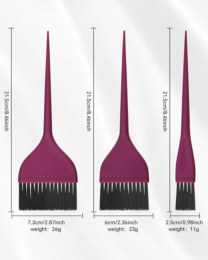 3 Pack Hair Color Brush Set - Professional Hair Dye Brush for Stylist, for Highlighting, Tint and Coloring Sections - Women Men Salon Use Home DIY Dyeing