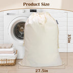 Canvas Laundry Bag with Handles & Drawstring Closure 27.5”x35", Thick Cotton - Image 6