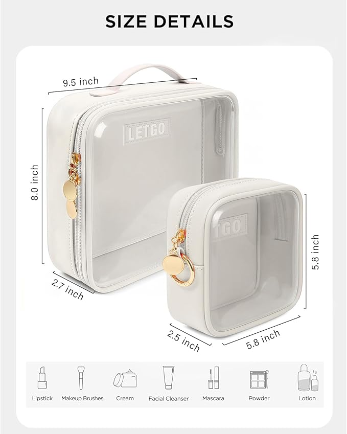 Travel Toiletry Bag, 2 Pack Clear Makeup Bags - Image 2