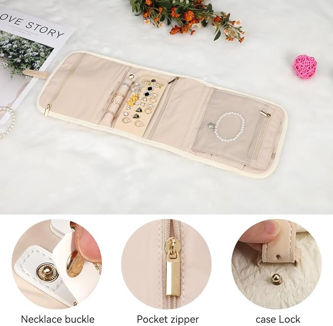 Voova Travel Jewelry Holder Organizer Case, Small Jewelry Storage Bag - Image 3