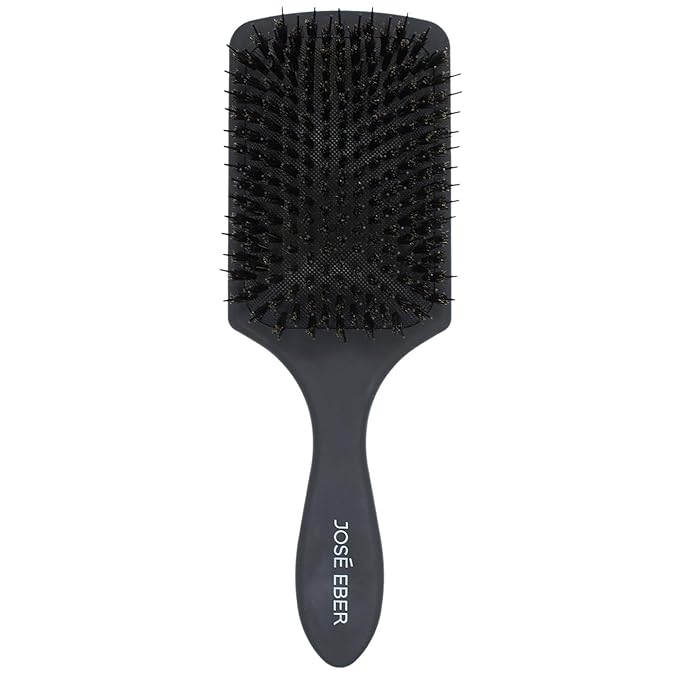 Jose Eber: Professional Series - Paddle Brush - 100% Natural Boar Hair W/Nylon Bristle, Reduces Breakage, Ideal for All Hairtypes, Salon Styling Tool