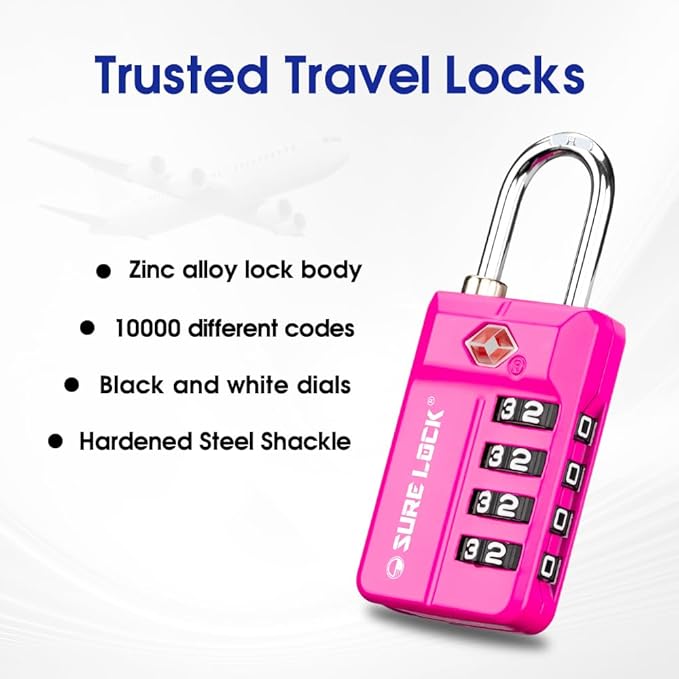 SURE LOCK TSA-Approved 4-Digit Resettable Combination Lock - Image 3