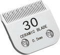 Docal 30# Silver Detachable Clipper Ceramic Blades, Dog Grooming Clipper Replacement Blades Compatible with Dog Clippers, KM Series Clippers, Most A5, Size 30, Cut Length 1/50"(0.5mm)